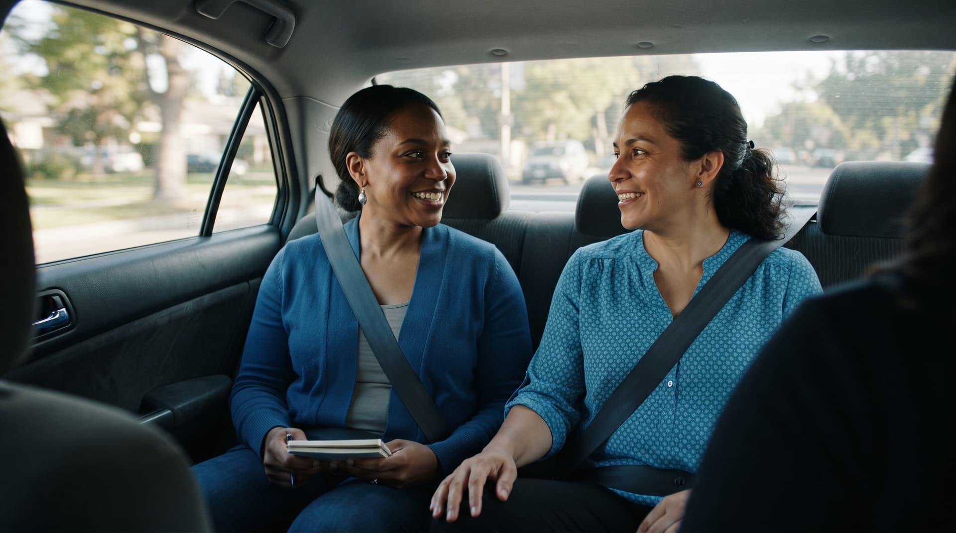 A support worker helping a client into a car